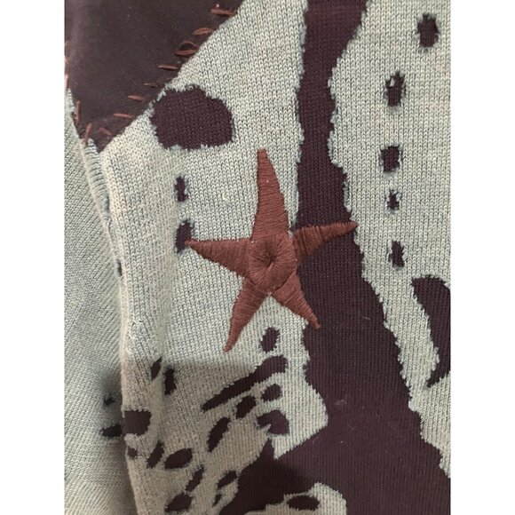 Women's Vintage Camo Mixed Media Full Zip Sweater, Camo, Medium - Picture 5 of 6